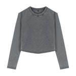 Women's Snow Wash U-Neck Long Sleeve Top
