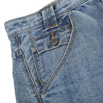Trendy Constructed Vintage Blue Scimitar‑Leg Jeans