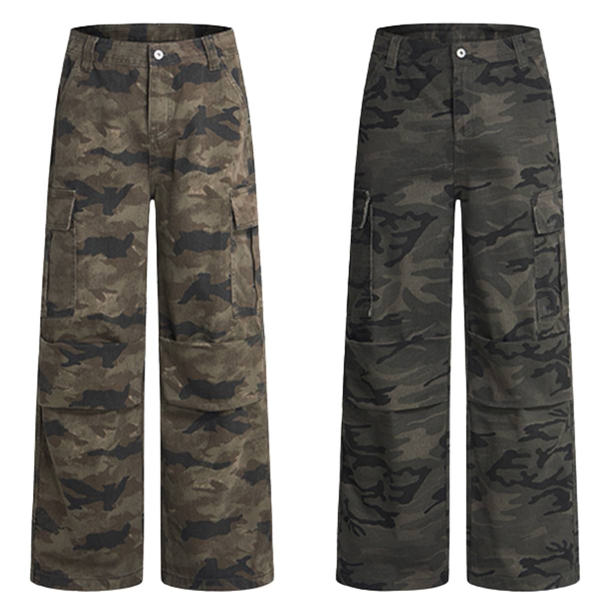 Vintage Camo Heavy Wash Relaxed Cargo Pants