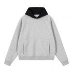 Color‑Blocked Fleece Lined Raglan Retro Loose Hoodie