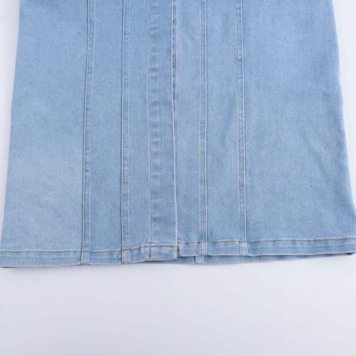 Button-Front Strappy Denim Maxi Dress