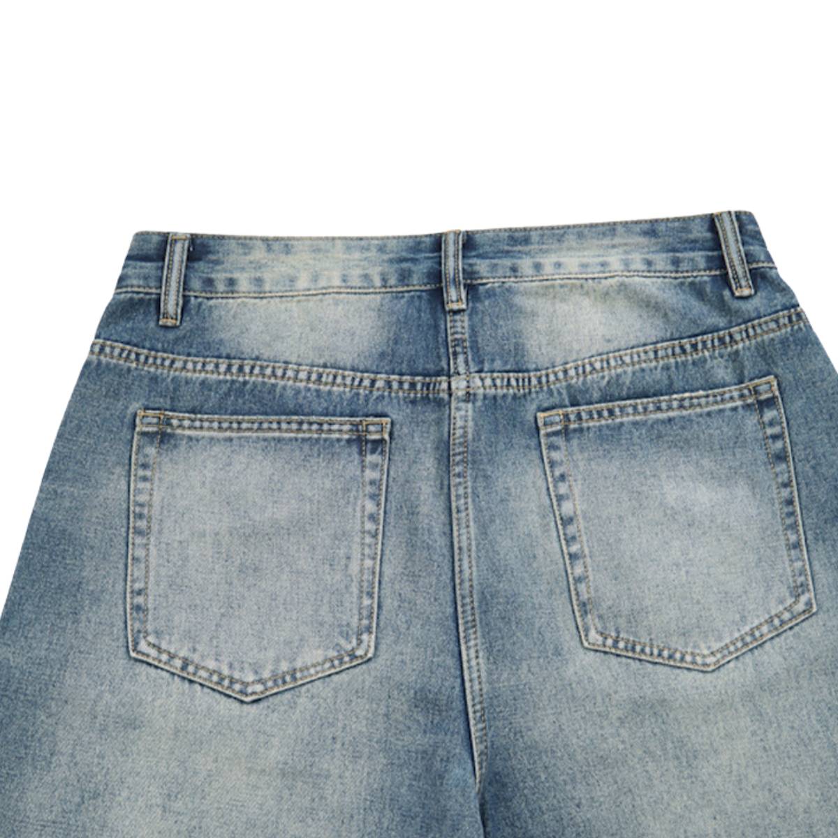 Washed Scythe Silhouette Wide Leg Denim Pants