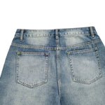 Washed Scythe Silhouette Wide Leg Denim Pants