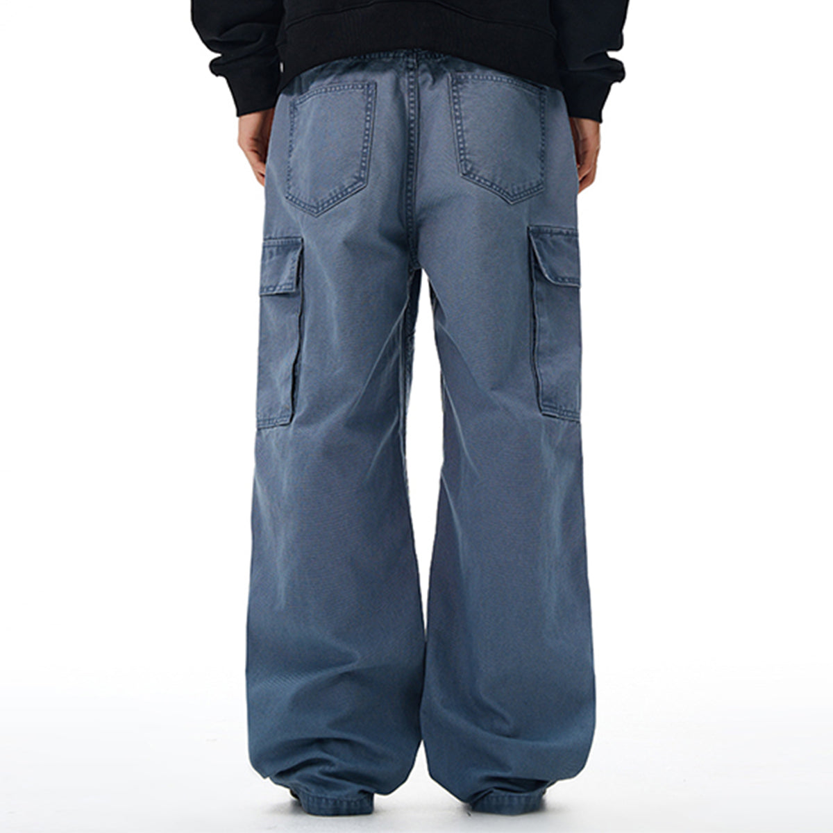 Wide Leg Cargo Pants Elastic Waistband Multi Pocket