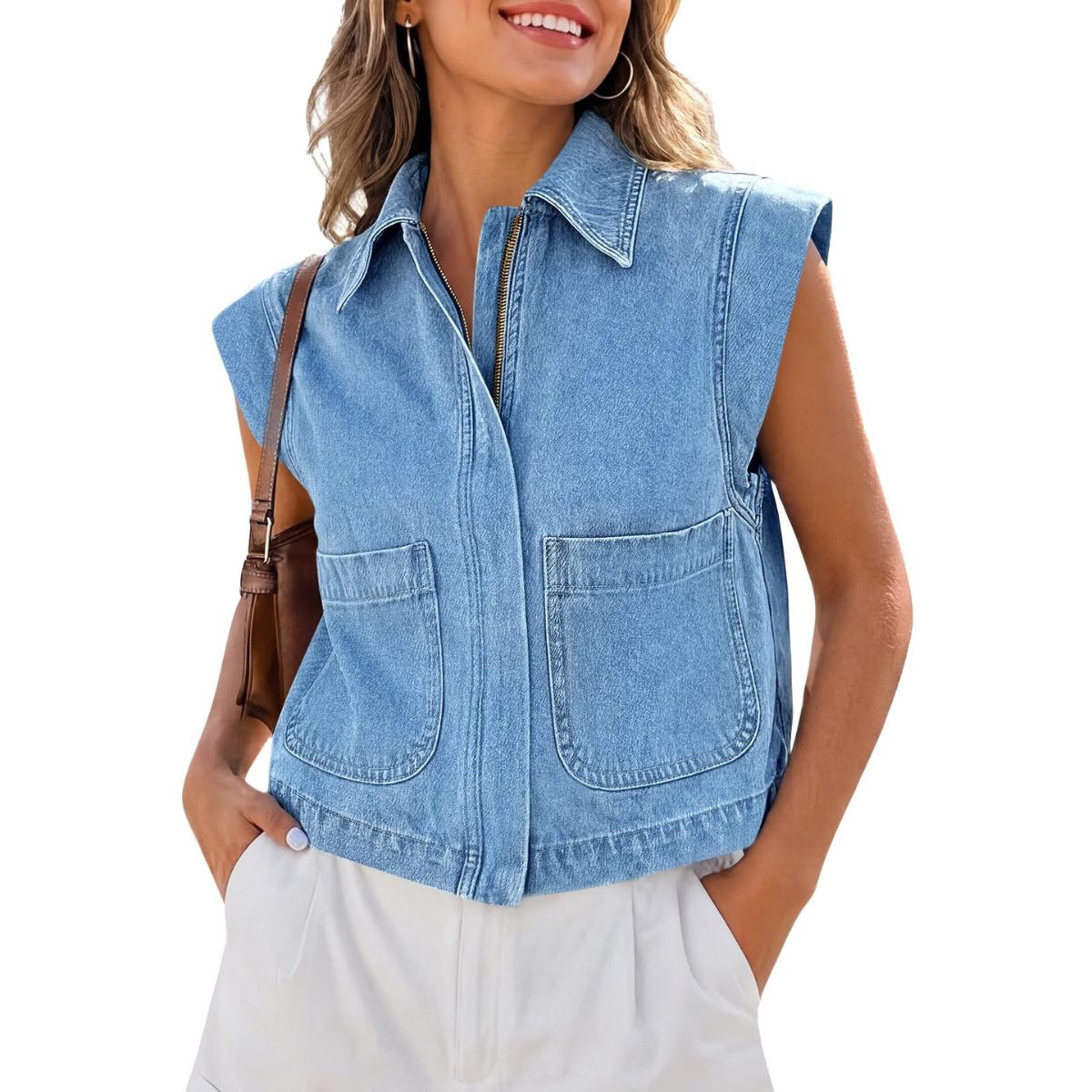 Women's Zip Up Denim Vest