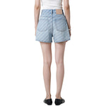 Faded Check Vintage Washed Denim Shorts