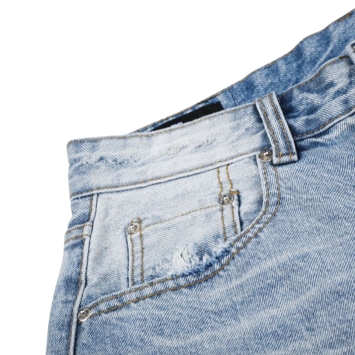 Vintage Distressed Relaxed Denim Bermuda Shorts