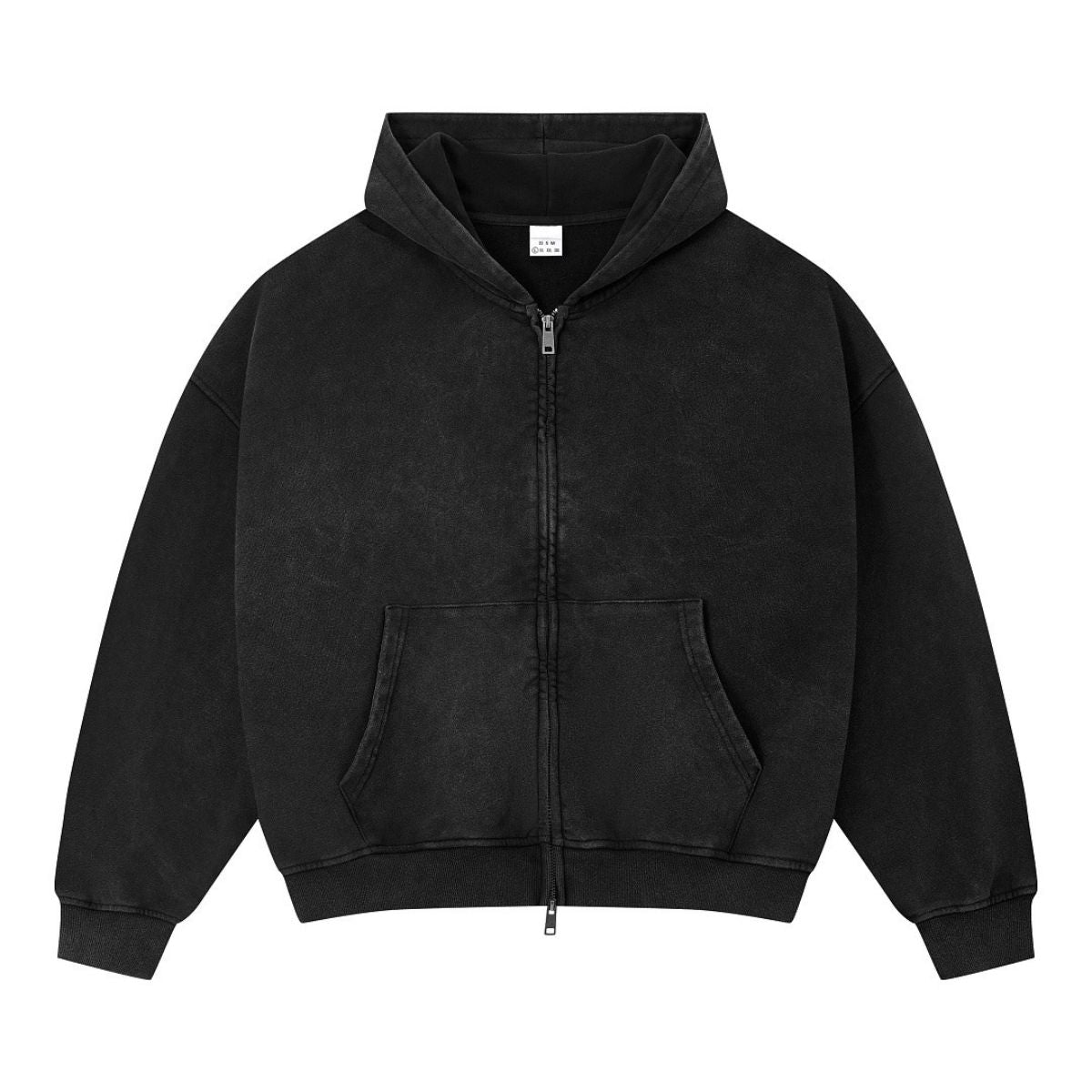 Vintage Relaxed Drop‑Shoulder Zip‑Up Hoodie