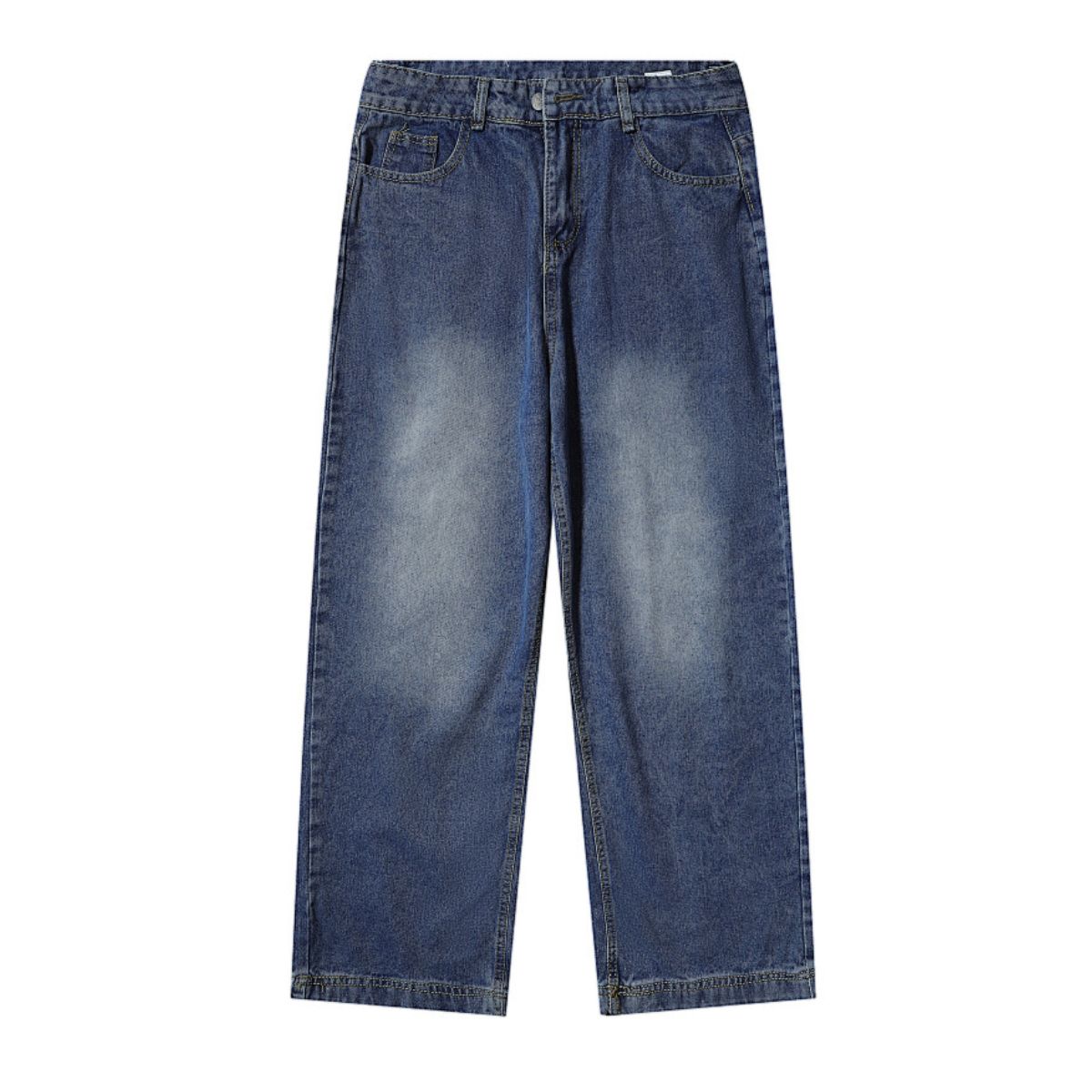 Vintage Washed Baggy Straight-Leg Denim Jeans
