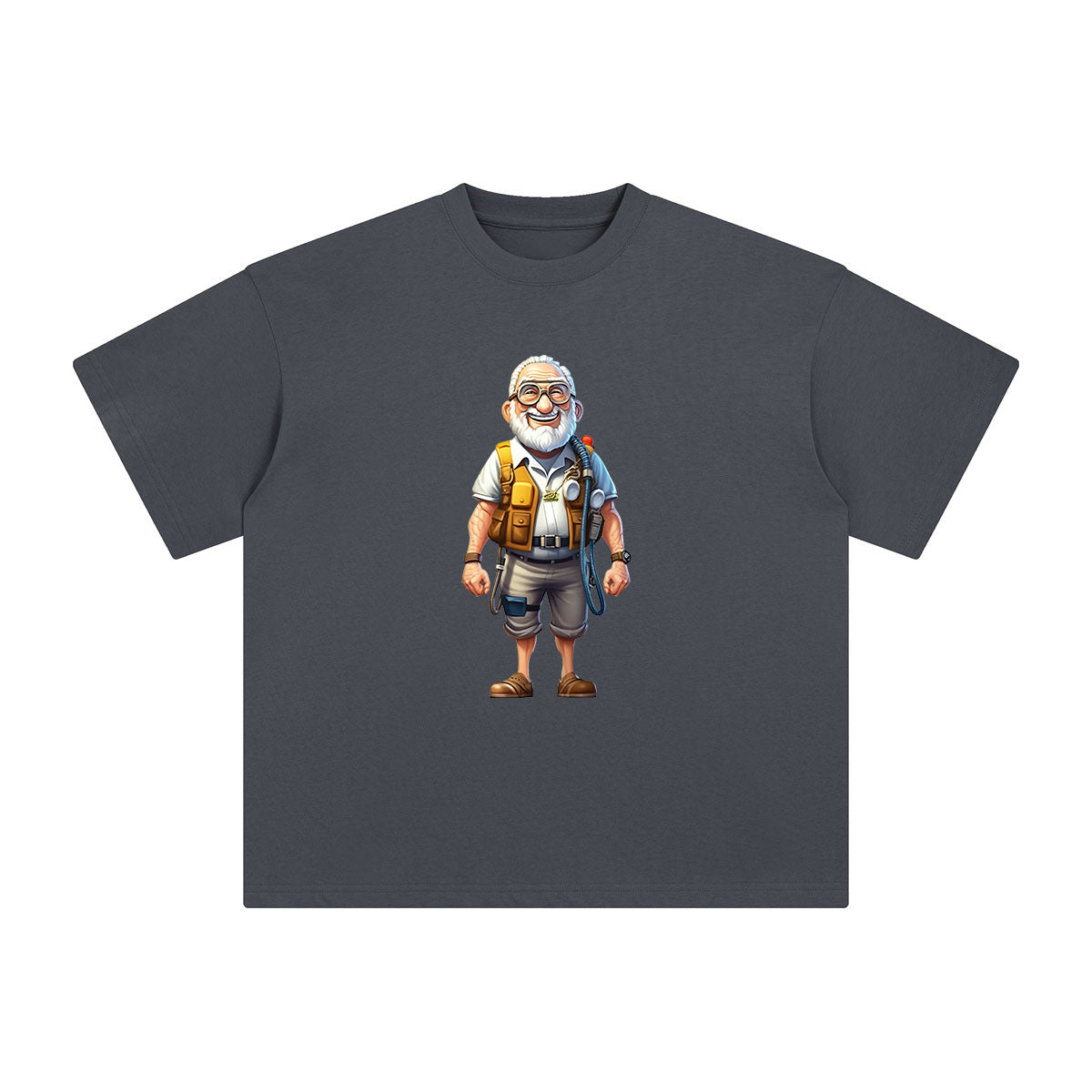 Grandpa Diving Comic Graphic Tee-INNBLAC Fashion Apparel