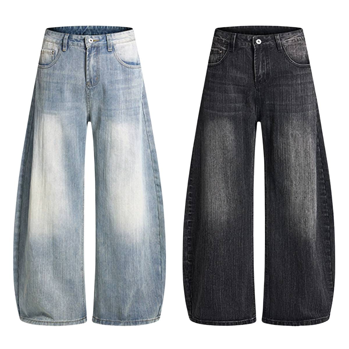 Vintage Fade Sculptural Barrel Leg Denim Jeans