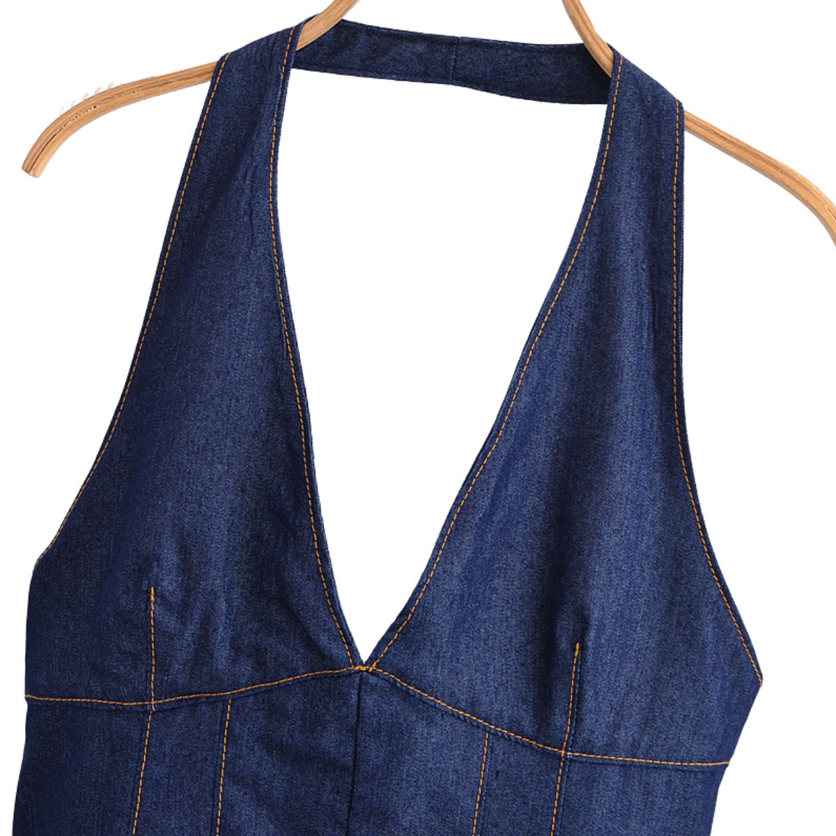 Falda vaquera con bordado de perlas y lavado vintage