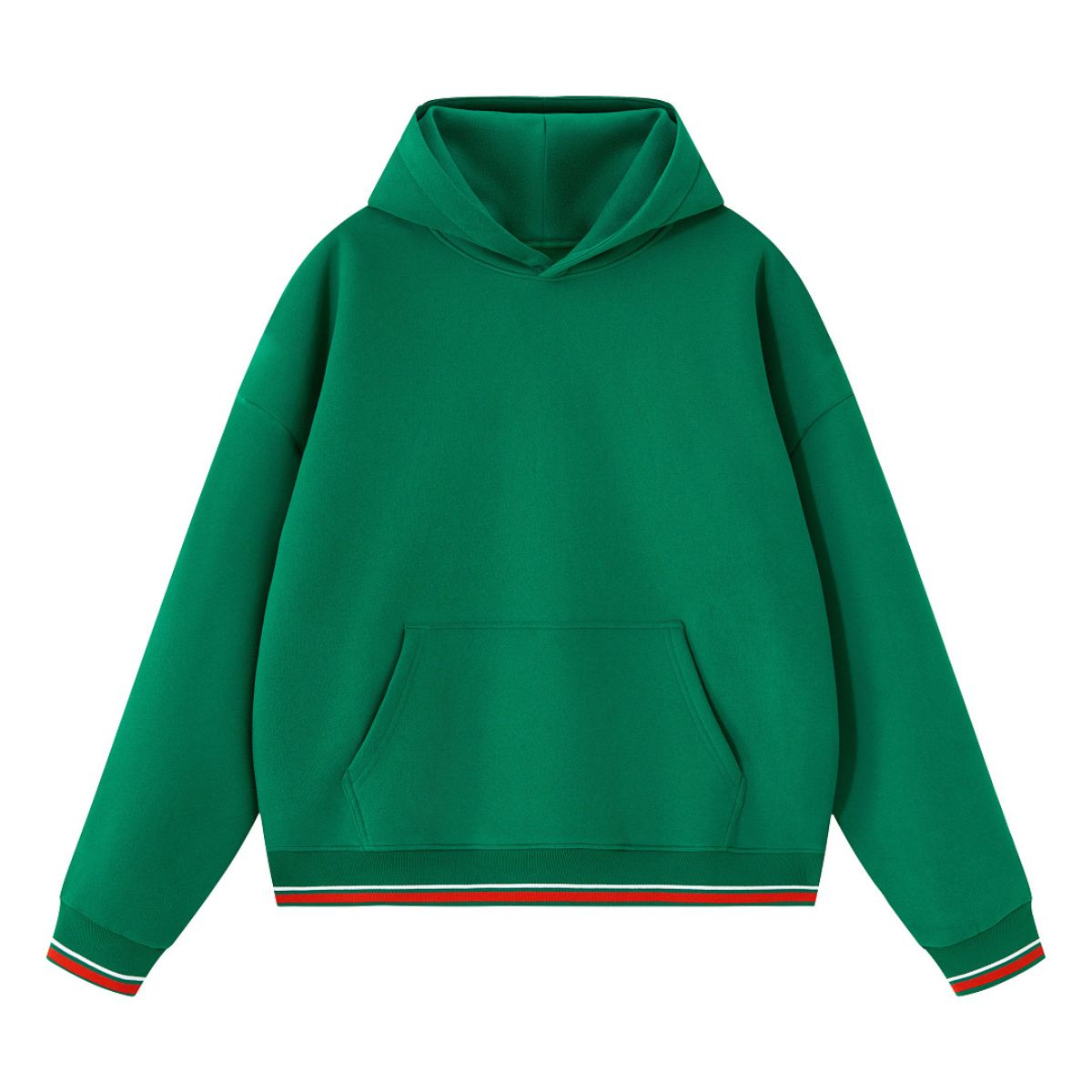 Color‑Block Ribbed Loose Warm Hoodie