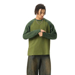 Relaxed Contrasting Colors Raglan Long Sleeve Top 270gsm