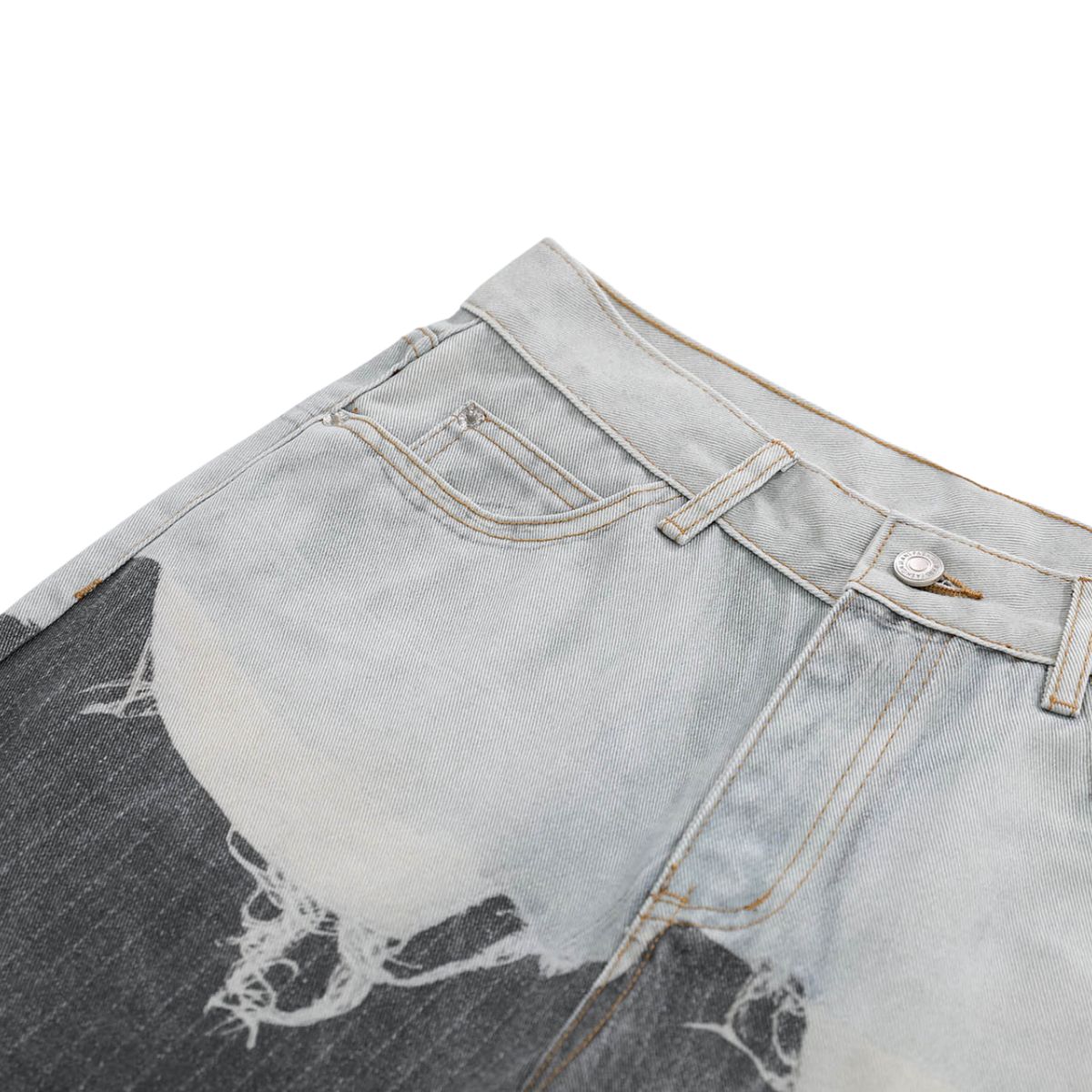 Streetwear Deconstructed Panel Stripe Flare Jeans