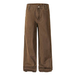Washed Solid Baggy Wide Leg Workwear Pants