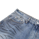 Distressed Washed Wide Leg Denim Shorts