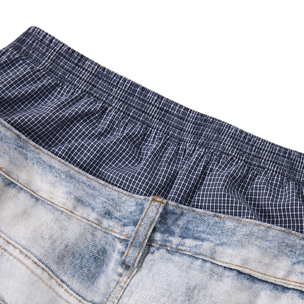 West Coast Double Waist Denim Texture Wide Leg Pants