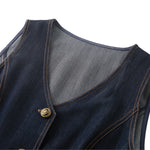 V-Neck Sleeveless Denim Midi Dress