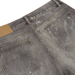 Vintage Washed Distressed Wide Leg Straight Denim Pants