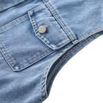 Women's Crew-Neck Cropped Denim Vest