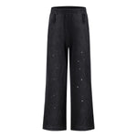 Dirty Washed Tie-Dye Splatter Print Relaxed Straight Leg Pants