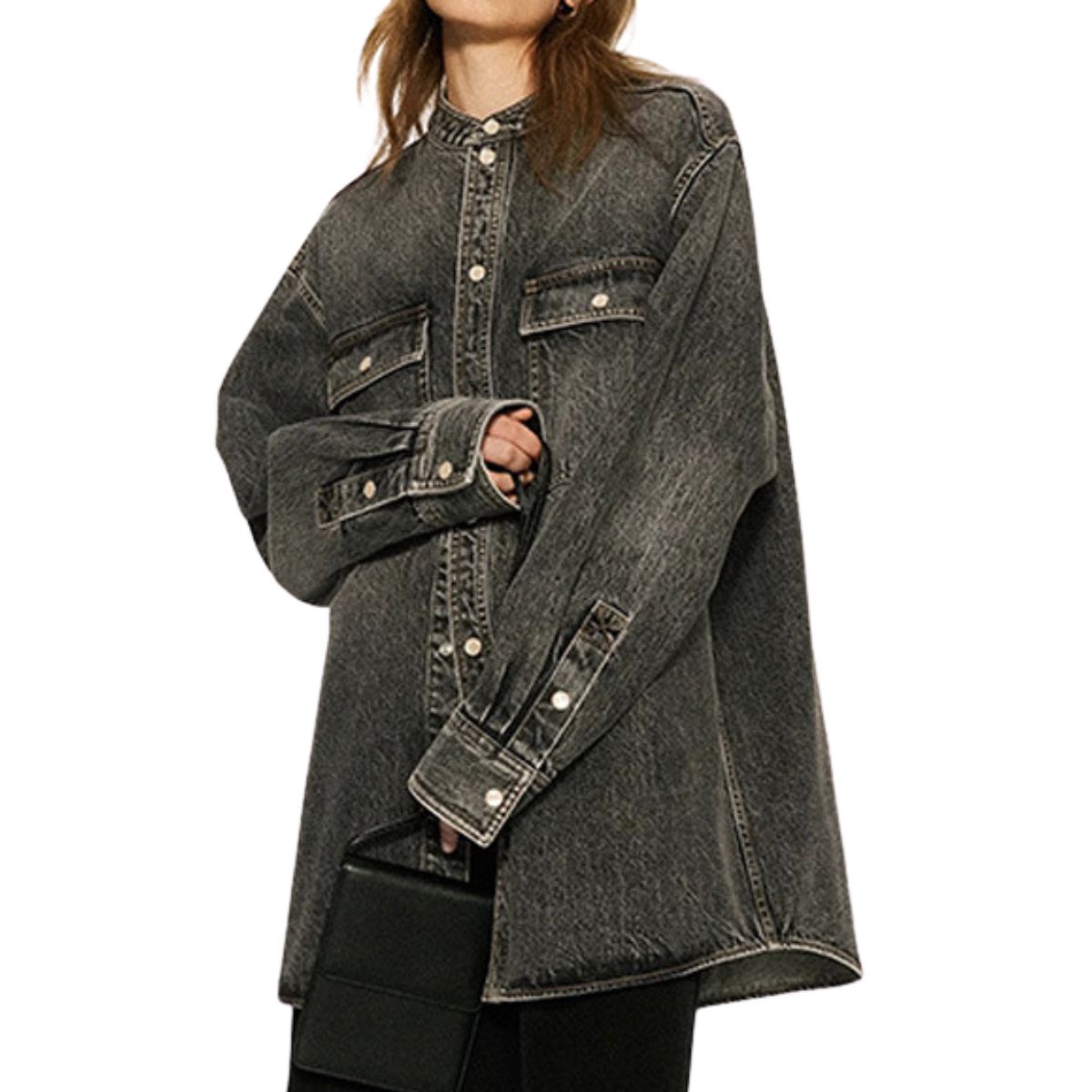 Vestido midi vaquero sin mangas con botones y aberturas en la parte delantera