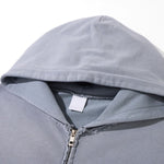 Cotton Vintage Distressed Gradient Raw‑Edge Zip Hoodie