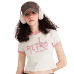 Contrast Colors Retro Graphic Crop Top-INNBLAC Fashion Apparel