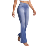 Washed High-Waisted Flared Stretch Jeans