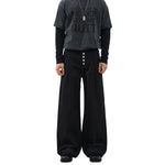 Button‑Fly Pleated Wide Leg Trousers