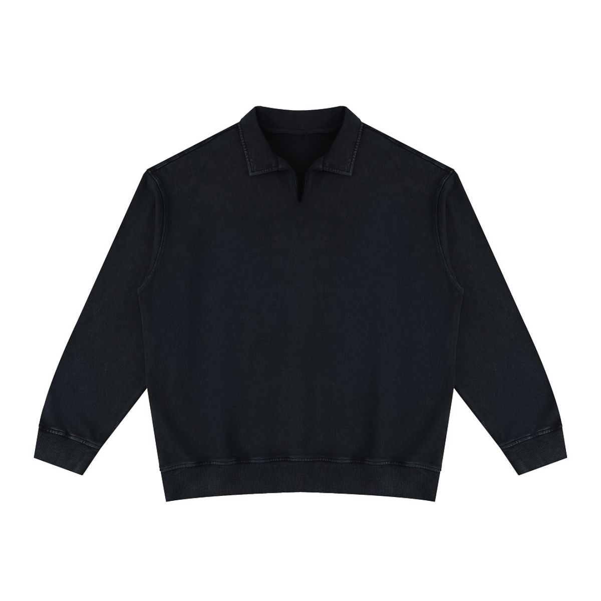 Heavyweight Cotton Polo Collar Long Sleeve Sweatshirt