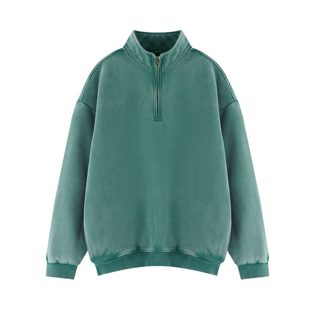 Heavyweight Washed Fleece Stand Collar Zip Sweatshirt