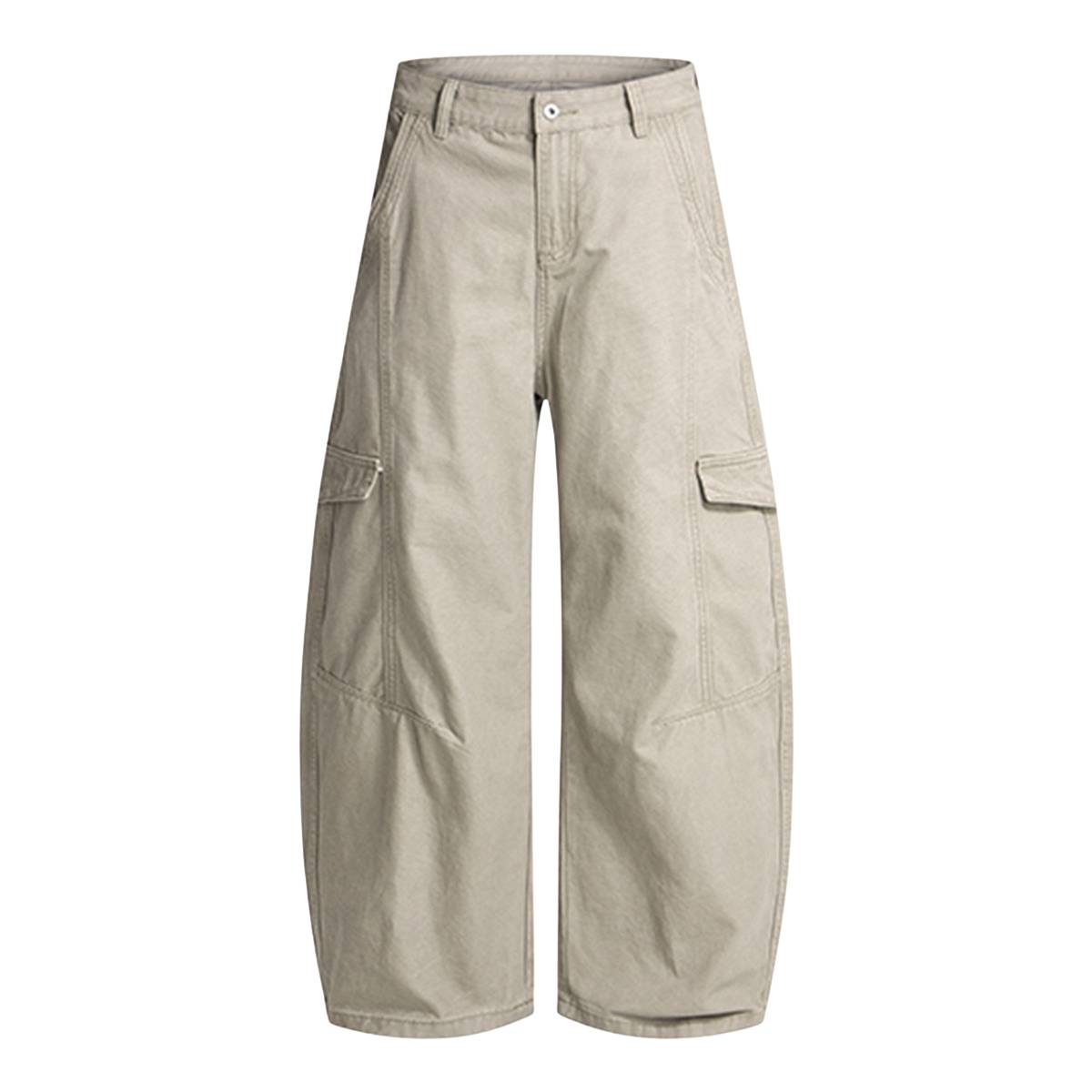 Pantalones de algodón con pierna ancha y color liso