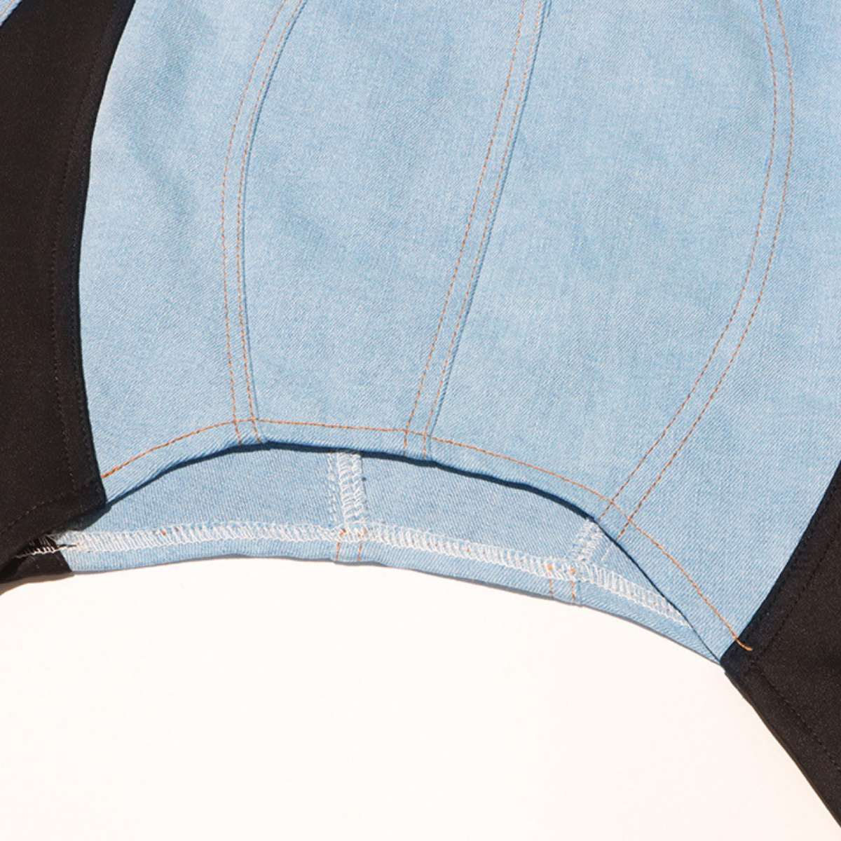 Asymmetrical Hem Two-Tone Denim Mini Dress