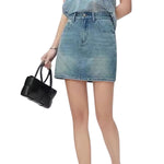 Women's Distressed Denim Mini Skirt