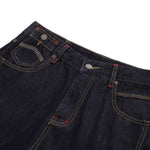 Deconstructed Embroidered Raw Denim Bermuda Shorts
