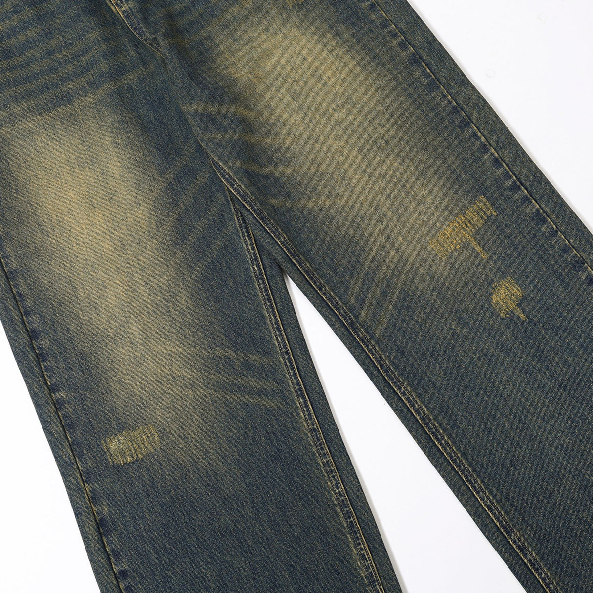 Mud Dyeing Wash Denim Ripped Jeans-INNBLAC Fashion Apparel