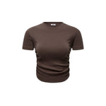 Girl's Solid Color Pleated Waist Tee-INNBLAC Fashion Apparel