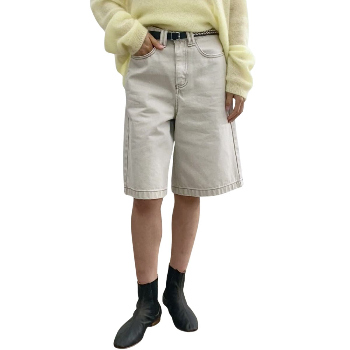 Women's Solid Color Bermuda Denim Shorts