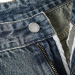 Laser Print Vintage Curved Denim Wide Leg Jeans