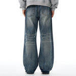 Distressed Hem Light Wash Wide Leg High Rise Jeans