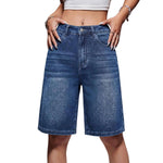 Women's Low Rise Long Bermuda Denim Shorts
