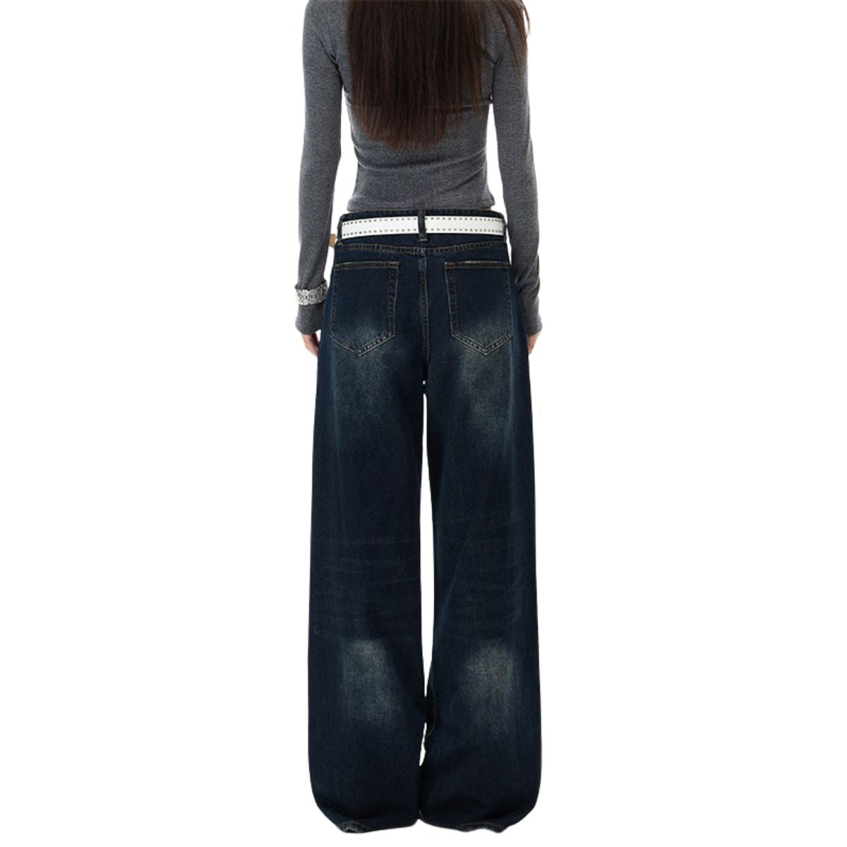 Vintage Studded Wide Leg Jeans