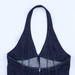 Halter Neck Denim Mini Flounce Dress