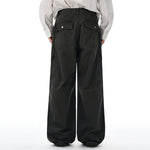 Vintage Workwear Wide-Leg Cargo Pants Multi Pocket Washed
