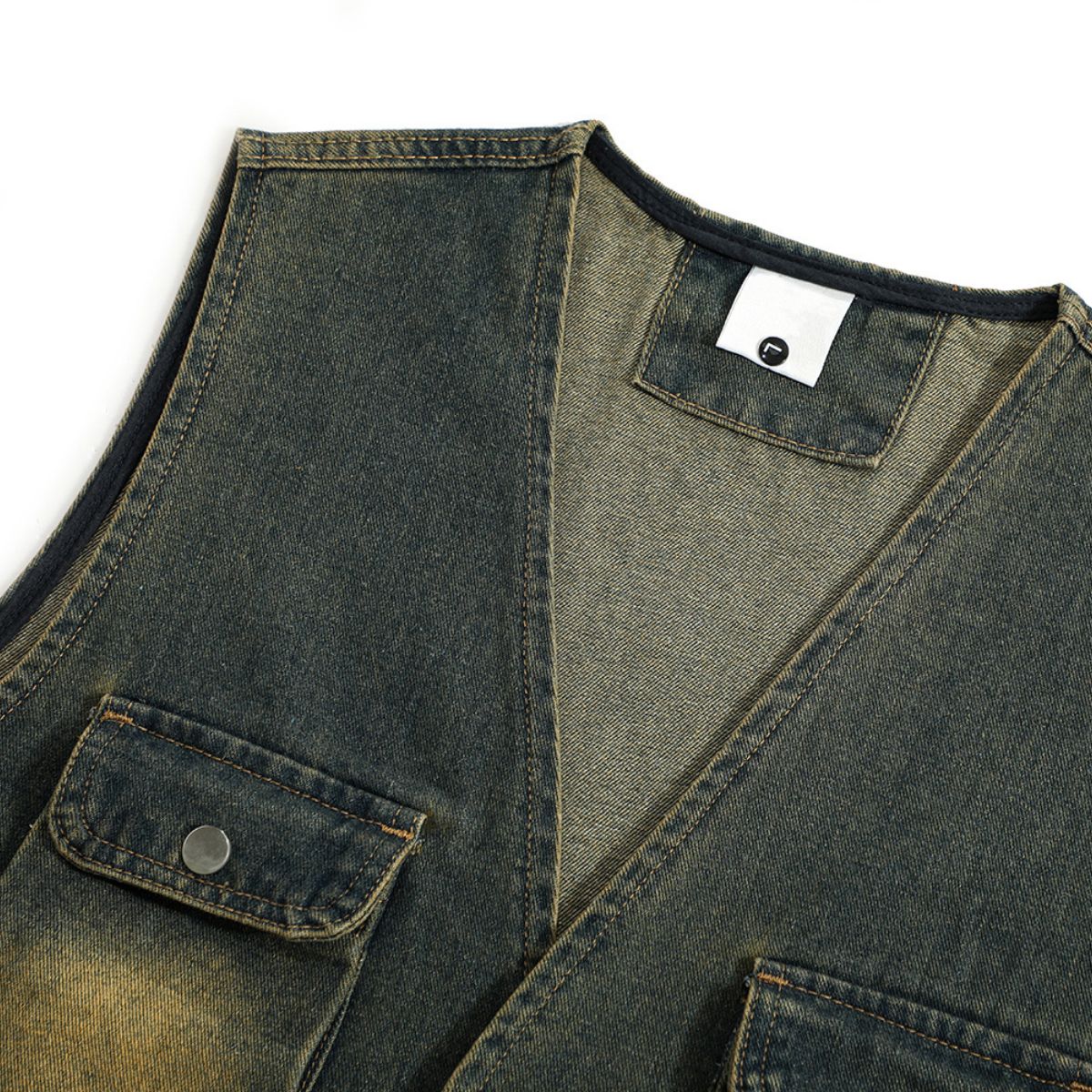 Relaxed Washed Denim Tactical Vest