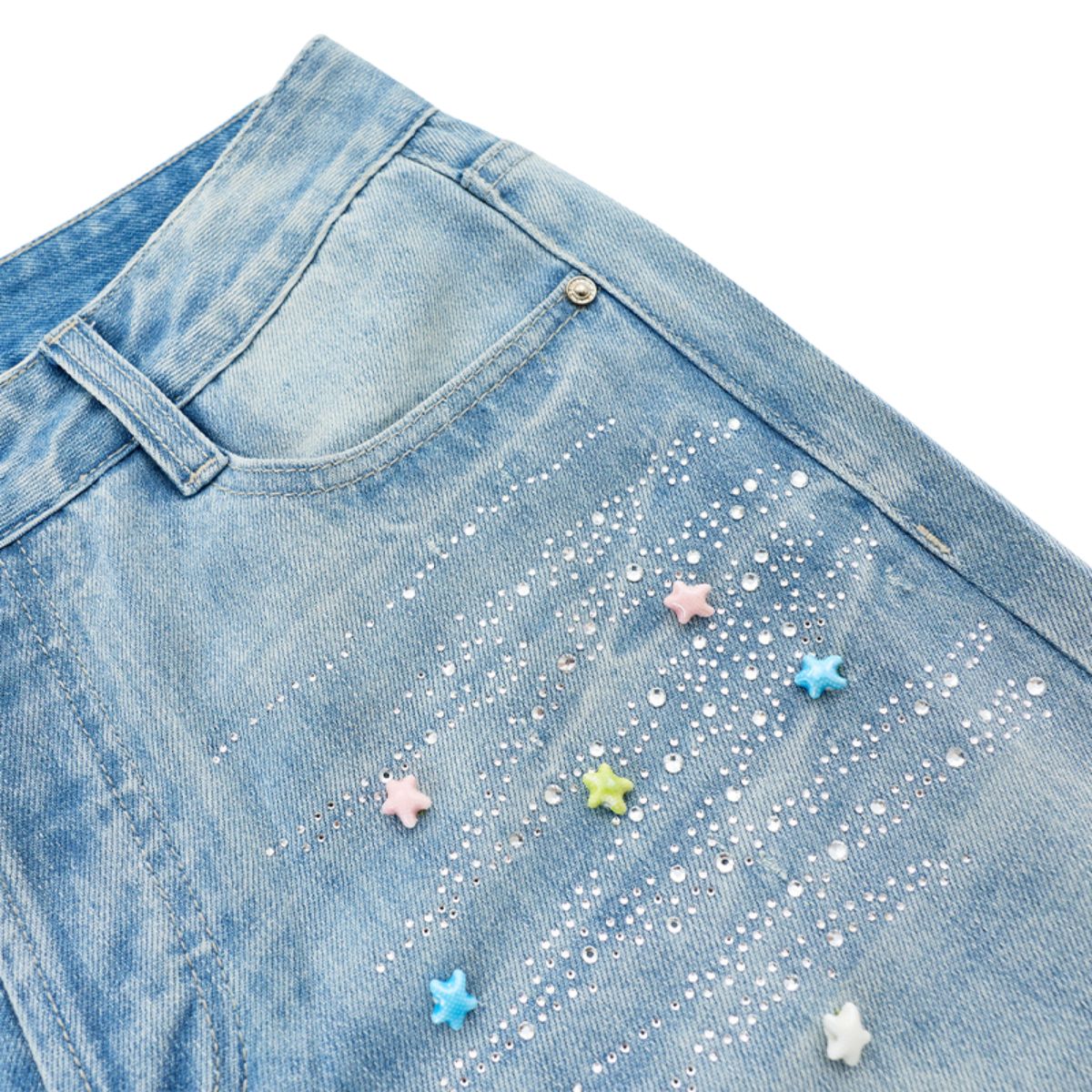 Vintage Star Embellished Wide Leg Jeans