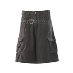 Vintage Washed Rhinestone Denim Bermuda Shorts