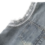 Shorts vaqueros con mariposas bordadas y adornados con perlas